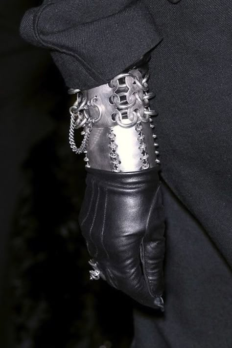 Ann Demeulemeester silver bracelet Week Aesthetic, Aesthetic Paris, 2020 Runway, Fashion Paris, Ann Demeulemeester, Dark Fashion, Leather Gloves, Jewelry Inspo, Style Chic