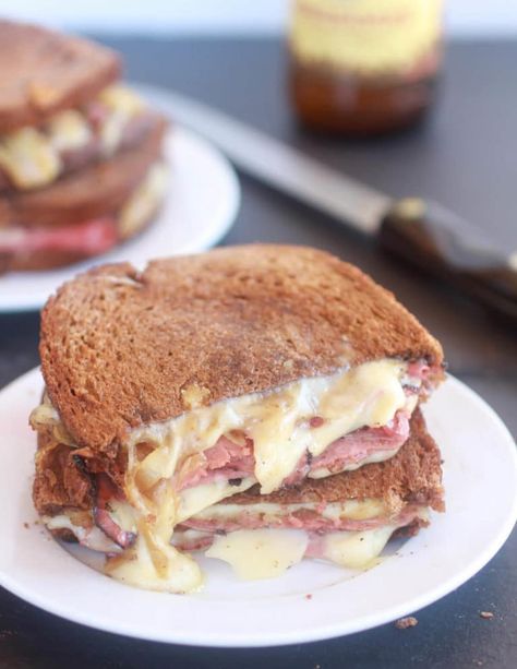 Pastrami and Caramelized Onion Grilled Cheese. - Half Baked Harvest Caramelized Onion Grilled Cheese, Onion Sandwich, Onion Grilled Cheese, Corn Beef, Pastrami Sandwich, Gourmet Sandwiches, Steak Sandwich, Grilled Sandwich, Half Baked