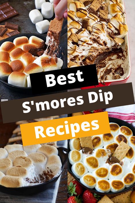 TOP 17 S'MORES DIP RECIPES FOR GOOEY GOODNESS S’mores Dip Charcuterie Board, Slow Cooker Smores Dip, S’mores Dip Board, Recipe For S’mores Dip, S’mores Dip Cold, Smoked Smores Dip, S’more Dip Oven, Smore Dip Recipe, Crockpot Smores Dip