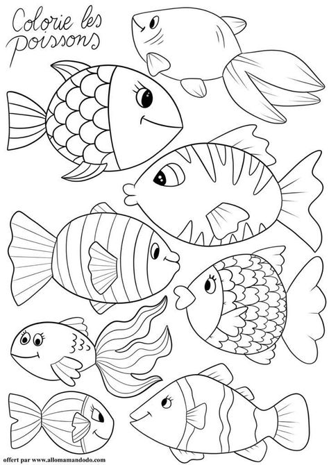 Sea Crafts, Fish Crafts, Preschool Art Activities, Ocean Crafts, Fish Drawings, Preschool Art, Animal Coloring Pages, Fish Art, Elementary Art