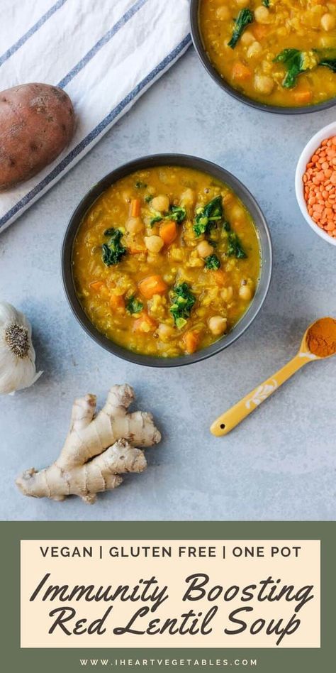 Immunity Soup, Immune Boosting Foods, Red Lentils, Red Lentil Soup, Giada De Laurentiis, Vegan Soups, Vegan Soup, Red Lentil, Minestrone