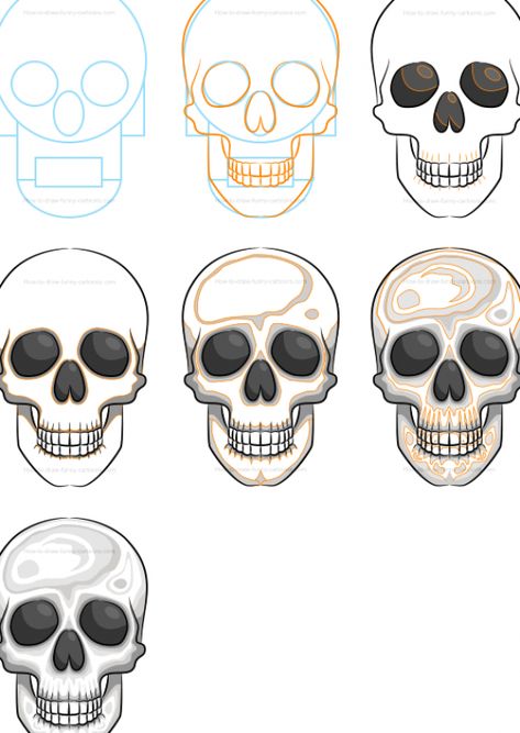 Skull Shading Drawing, Skeloten Drawings, Tiny Skull Drawing, Drawing Skulls Sketches, Cool Skull Drawings Easy, Skull Drawing Simple Step By Step, How To Paint A Skull, Skull Pencil Drawings, Easy Skull Drawing Simple