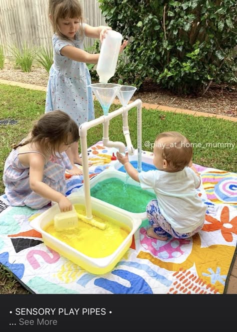 Water Sensory Activities Preschool, Reggio Emilia Water Activities, Toddler Water Play, Tubes And Tunnels, Toddler Sensory Activities, Messy Sensory Play, Baby Play Areas, Baby Development Activities, Kids Art Studio