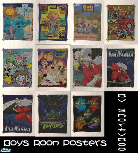 The Sims Resource - Boys Room Posters Boy Room Poster, Framed Calendar, Cc Furniture, Boys Posters, Teen Boy Room, Boy Wall Art, Sims 4 Teen, Messy Room, Boy Decor