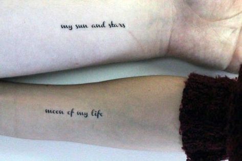 My sun and stars, moon of my life. Game of Thrones quote tattoo on the arm | www.otziapp.com Moon Of My Life, Game Of Thrones Tattoo, Tattoo Moon, Tattoos Infinity, Matching Couple Tattoos, Gaming Tattoo, Matching Tattoo, Custom Tattoo Design, Star Tattoos