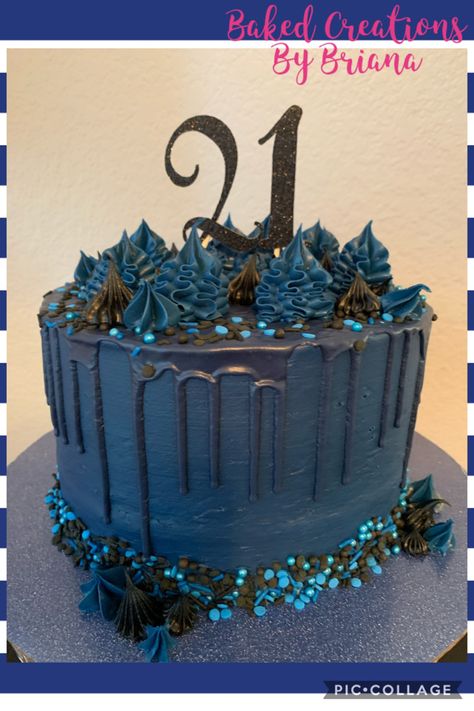 Black And Blue Birthday Cake, Black 21st Birthday Cake, Black 21st Birthday, Goth Cakes, Blue Birthday Cakes, 50th Birthday Cake, 21st Birthday Cake, Party Pants, Blue Birthday