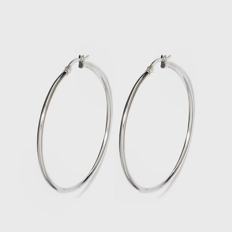 Thick silver hoops