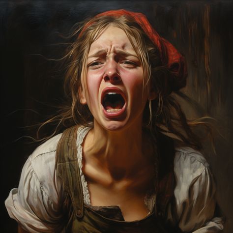 Screaming Woman Reference, Drawing Screaming Faces, Woman Screaming Art, Scared Woman Drawing, Female Rage Art Reference, Scared Woman Reference, Pain Expression Reference, Fear Expression Reference, Girl Screaming Reference