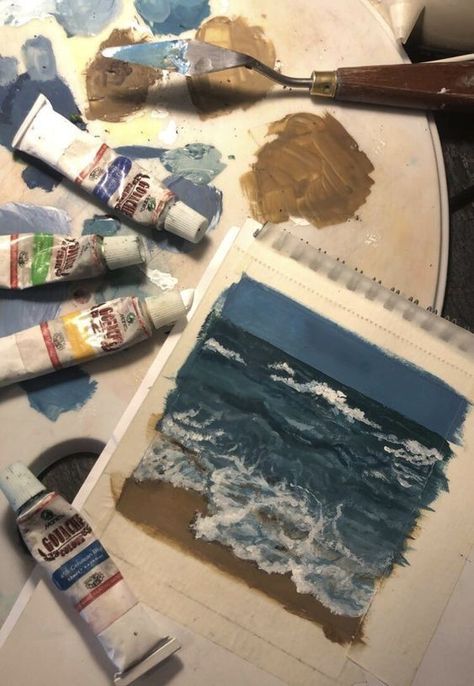 Artist Aesthetic, Sea Painting, Arte Inspo, Aesthetic Painting, Beginner Painting, Art Inspiration Painting, Student Art, Art Sketchbook, Pretty Art