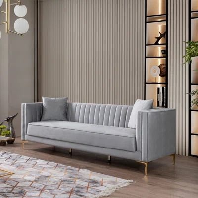 Grey Velvet Sofas You'll Love | Wayfair Modern Classic Sofa, Gray Living Room, Grey Velvet Sofa, Velvet Tuxedo, Luxury Furniture Sofa, Neoclassical Interior, Sofa Review, Eucalyptus Wood, Furniture Sofa