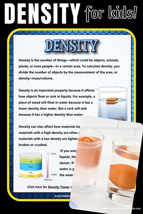 Density Notes, Density Experiment For Kids, Water Density Experiment, Density Experiment, Free Educational Websites, Science Experiments Kids Elementary, School Science Projects, Water Experiments, Experiments Kids