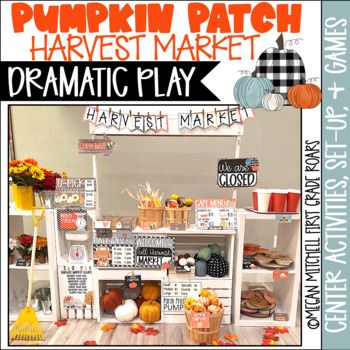 Fall Harvest Pumpkin Patch Dramatic Play Center Activities and Games Fall Harvest Dramatic Play, Harvest Market Dramatic Play, Fall Market Dramatic Play, Pumpkin Patch Dramatic Play Preschool Free, Pumpkin Patch Dramatic Play Center, Pumpkin Patch Dramatic Play, Airport Dramatic Play, Pumpkin Patch Play Center, Preschool Harvest