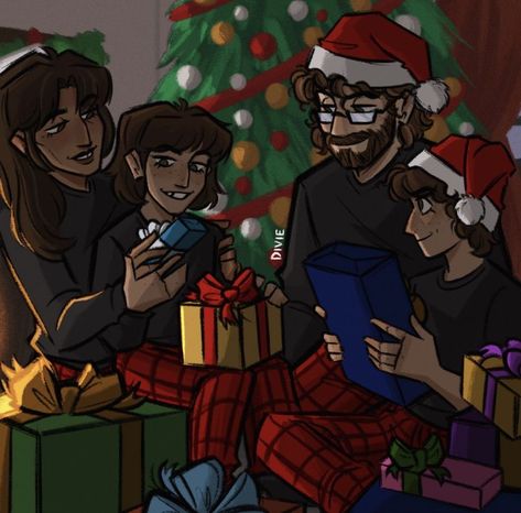 Afton Family Christmas, Charlie And Sammy Fnaf, Henry Emily And Charlie Fnaf, Henry And Charlie Fnaf, Sammy Emily Fnaf, Christmas Fnaf, Sammy Emily, Fnaf Story, Charlie Emily