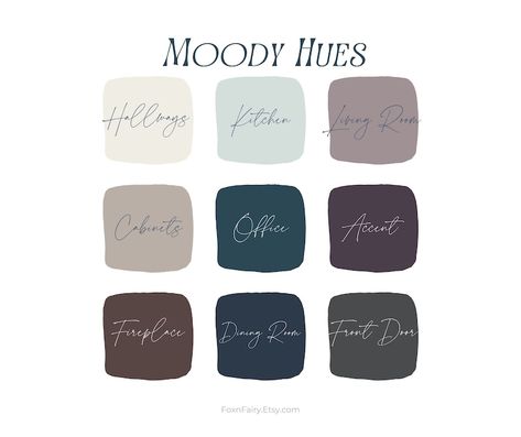 Interior Paint Palette Moody Darks, Benjamin Moore, Gentleman's Gray, Interior Designer Paint Scheme, Jewel Tones, Front Door Colors - Etsy Benjamin Moore Gentleman's Gray, Jewel Tone Paint Colors, Exterior Cabin, Pewter Benjamin Moore, Interior Paint Palettes, Jewel Tone Color Palette, Farm Office, Blue Wall Colors, Door Colors