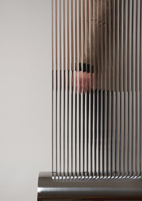 Jihye Kang creates refractive furniture from rows of acrylic rods Furniture Acrylic, Reflection And Refraction, Acrylic Rod, Material Board, Hotel Interior Design, Clinic Design, Metal Pipe, Acrylic Designs, Glass Texture