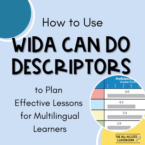 How to Use WIDA Can Do Descriptors to Plan Effective Lessons for Multilingual Learners - The All-Access Classroom Listening Speaking Reading Writing, Eld Activities, Esl Teaching Elementary, Esl Vocabulary Activities, Teaching Ell Students, Multilingual Learners, Grouping Students, Esl Learning, Teaching English Language Learners