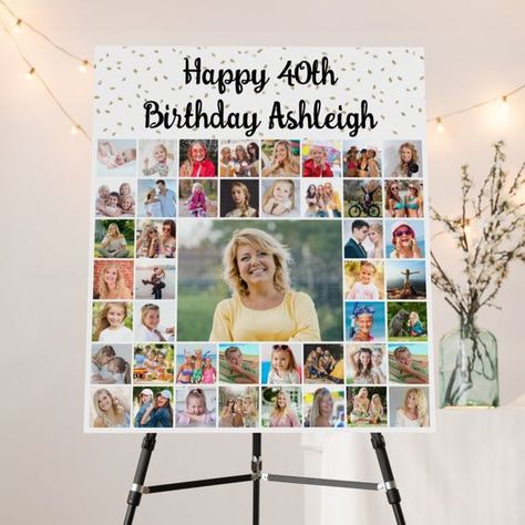 Birthday Photo Board Display, 80th Birthday Photo Collage, 40th Photo Board, Photo Board Ideas 80th Birthday, Photo Board For Birthday, Memory Board For Birthday, Photo Display For Birthday Party, 40th Birthday Picture Collage Ideas, Birthday Picture Board Ideas