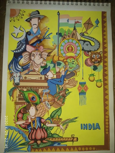 Incredible India Poster Drawing, Swachata Hi Seva Drawing, Pt Usha Images, Utkal Divas Drawing, Independent India Poster, Skill India Posters, Poster Designing Ideas, Green India Painting, Best Paintings For Competition