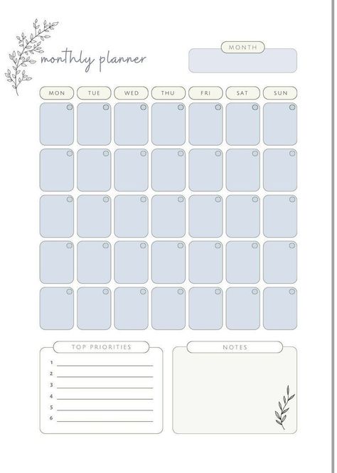 Monthly Planner Template Minimal Planner | Monthly Printable Planner by  Marie goalsettingplanner... officeplanner #aesthetic_notion_school_template #plannerlayouts #aestheticplanner📅. Free Printable Weekly Planner Template, Study Planner Printable Free, Printable Calendar Design, Template Study, Daily Planner Book, Planner Monthly Layout, Free Planner Pages, Travel Planner Template, Minimal Planner