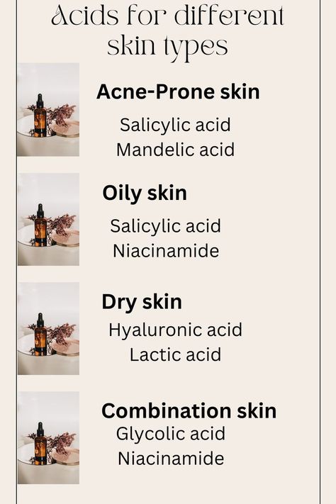 Face Acids Chart, Cosmetic Formulation Skin Care, Skin Types Chart Skincare, Cosmetology Theory, Skin Care Acids, Skin Information, Esthetician Office, Skin Esthetician, Esthetician Tips