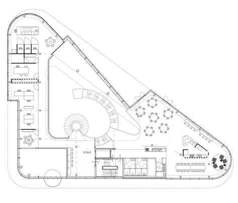 Triangular Architecture, Triangle Building, Office Building Plans, Museum Plan, Office Floor Plan, Unique Bedroom Design, Commercial And Office Architecture, Concept Models Architecture, Office Plan