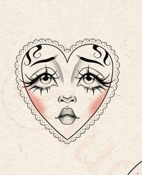 Heart With Face Tattoo, First Tattoo Ideas, Crying Heart, Traditional Tattoo Old School, American Traditional Tattoo Ideas, Traditional Tattoo Ideas, Tattoo Apprenticeship, Chicano Drawings, Spooky Tattoos