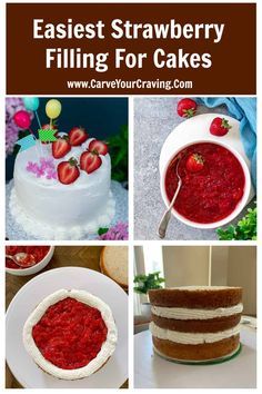 Strawberry Jam Cake Filling, Fresh Strawberry Cake Filling, Strawberry Filling For Cake, Strawberry Filling Recipe, Chocolate Cake With Strawberry Filling, Craving Recipes, Beginner Baking, Filling For Cakes, Strawberry Cake Filling