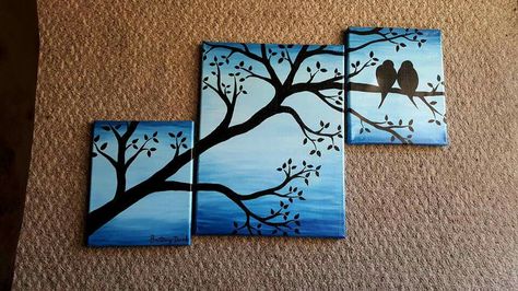 Triple Canvas Painting Ideas, Three Paintings Canvas Ideas, Multi Canvas Painting, Multiple Canvas Paintings, Oil Pastel Colours, Diy Wall Painting, Acrylic Painting Flowers, Canvas Drawing, Canvas Painting Tutorials