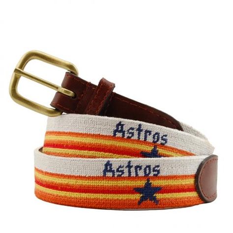 Houston Astros Cooperstown Needlepoint Belt – Paris Texas Apparel Co Traditional Belt, Needlepoint Belt, Needlepoint Belts, Dancing Bears, Needlepoint Designs, Wooden Gift Boxes, Boy Accessories, Wooden Gifts, Brass Buckle