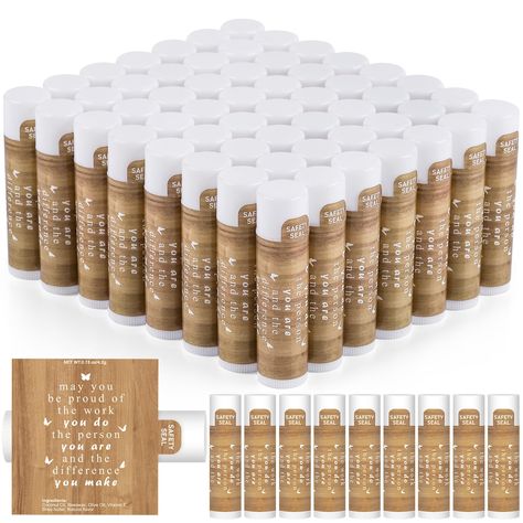 PRICES MAY VARY. Appreciation Gifts Bulk: There are 60 pcs thank you lip balms, which are designed with simple patterns and positive messages [may you be proud of the work you do, the person you are and the difference you make]. These were perfect for any occupation that you want to thank for what they do Suitable Size of Appreciation Gifts: Our lip balm bulk is approx. 2.64 inches/ 6.7 cm in height, about 0.15 oz. These lip balms are the perfect addition to appreciation gifts bags with other sm Fall Staff Appreciation Gifts, Staff Gift Ideas, Staff Appreciation Gifts, Small Thank You Gift, Coworker Gifts, Gifts Bags, Flavored Lip Balm, Farewell Gifts, Staff Appreciation