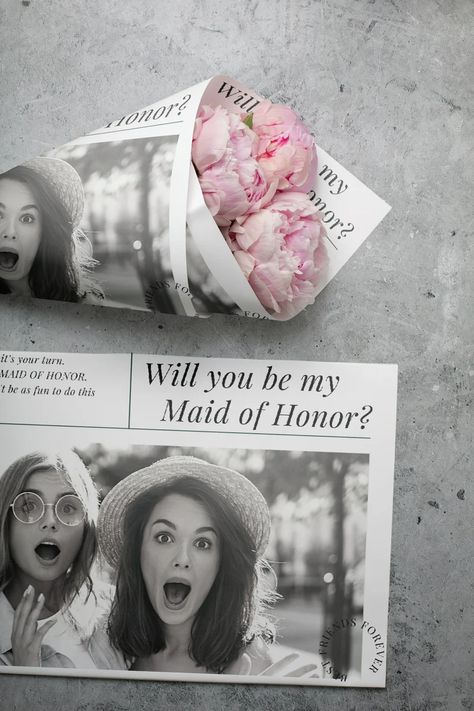 Bridesmaid Proposal Newspaper Template Maid of Honor Wedding - Etsy Romania Flower Bouquet Bridesmaid Proposal, Bridesmaid Proposal Flower Bouquet, Bridesmaid Proposal Decor, Roles Of Maid Of Honor, Bridal Newspaper, Flower Newspaper, Newspaper Bridesmaid Proposal, Bridesmaid Proposal Newspaper Flowers, Bridesmaid Newspaper