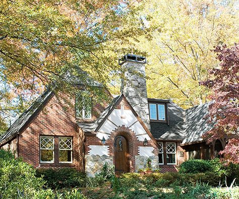 Tudor Exterior, Tudor House Exterior, Tudor Houses, Color Architecture, Tudor Homes, Chimney Caps, Exterior Color Palette, Storybook House, Medieval House