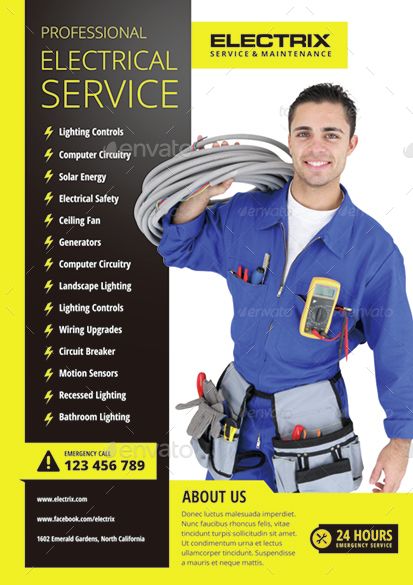 Electrician Flyer Preview - GraphicRiver Electrician Flyer, Electrician Logo, Electrician Work, Electrical Design, Social Media Campaign Design, Handyman Business, Electrical Shop, Electrician Services, Construction Repair