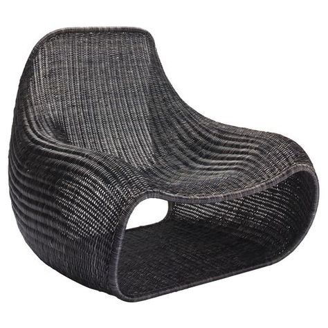 The casual, comfy curves of beanbag cushions inspired this low-slung chair. The steel frame is covered with woven rattan that includes a protective outer layer for added durability. Rattan Lounge Chair, Wood Parquet, Outdoor Lounge Chair, Stylish Chairs, Rattan Sofa, Gus Modern, Leisure Chair, Rattan Chair, Kathy Kuo Home