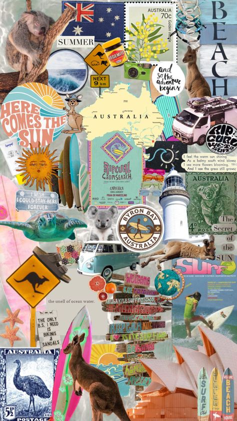 Australia Poster Design, Australia Colour Palette, Australia Gap Year, Australian Lifestyle Aesthetic, Australia Vibes Aesthetic, Australia Wallpaper Iphone, Australia Aesthetic Vintage, Travel Australia Aesthetic, Australia Aesthetic Wallpaper