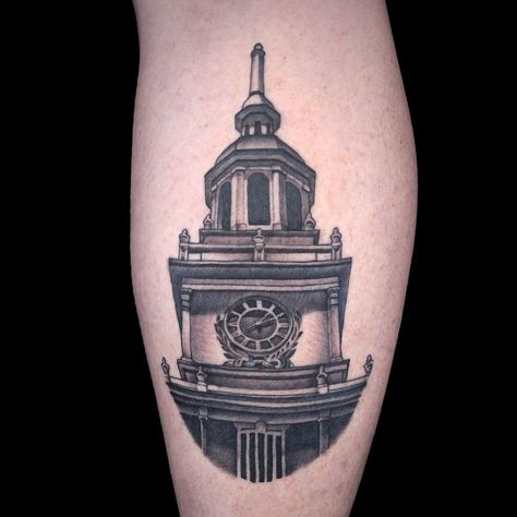 Independence Hall Tattoo by Jimmy Snaz Jimmy Snaz, Ancient Tattoo, Independence Hall, Ink Master, Triangle Tattoo, Tattoos For Guys, Tattoo Designs, Tattoo Ideas, Tattoos