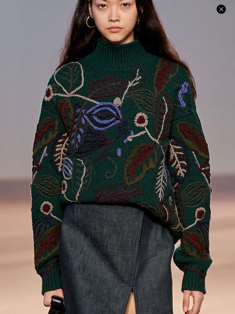 Abstract Makeup, Embroidery Sweater, Embellished Sweaters, Thick Sweaters, 자수 디자인, Knitwear Fashion, Embroidered Clothes, Fashion Design Clothes, Knit Outfit