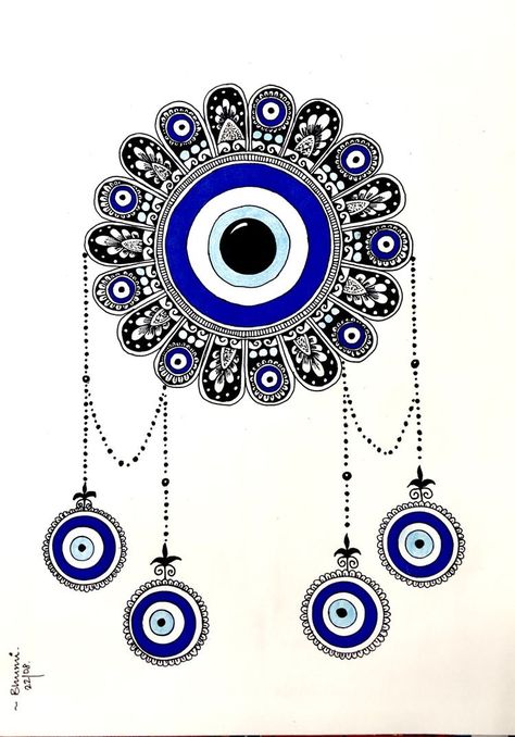 Evil Eye Drawing Easy, Evil Eyes Drawings, Evil Eye Drawing Design, Evil Eye Mandala Art, Evil Eye Mandala Tattoo, Evil Eye Art Painting, Eye Mandala Art, Evil Eye Illustration, Evil Eye Drawing