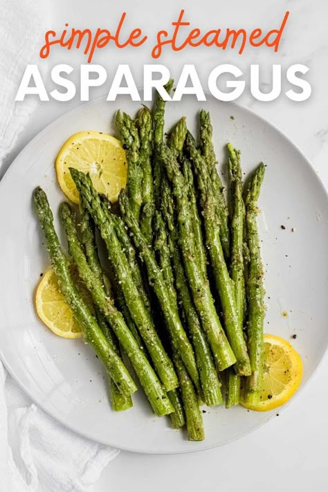 A simple recipe for steamed asparagus that gives you maximum flavor and tenderness. This classic side dish is easy to prepare and goes with almost any meal. Steam Asparagus On Stove, Steamed Asparagus On Stove, Steam Asparagus In Microwave, Steamed Asparagus In Microwave, Asparagus Recipes Steamed, Steamer Recipes Meals, Asperigus Recipes Stove, Steamed Asparagus Recipes, Asparagus Recipes Stove Top