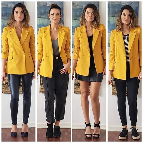 71a58e8cb75904f24cde464161c3e766desc43790469ri Mustard Blazer Outfit, Yellow Jacket Outfit, Yellow Blazer Outfit, Mustard Blazer, Chic Work Outfit, Cute Work Outfits, Blazer Outfits For Women, Yellow Blazer, Blazer Outfit