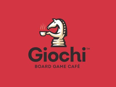 Giochi Board Game Cafe logo by Justen Hong Board Game Logo, Board Game Bar, Board Game Store, Board Game Cafe, Goat Logo, Cafe Logo Design, Game Cafe, Cafe Branding, Game Logo Design