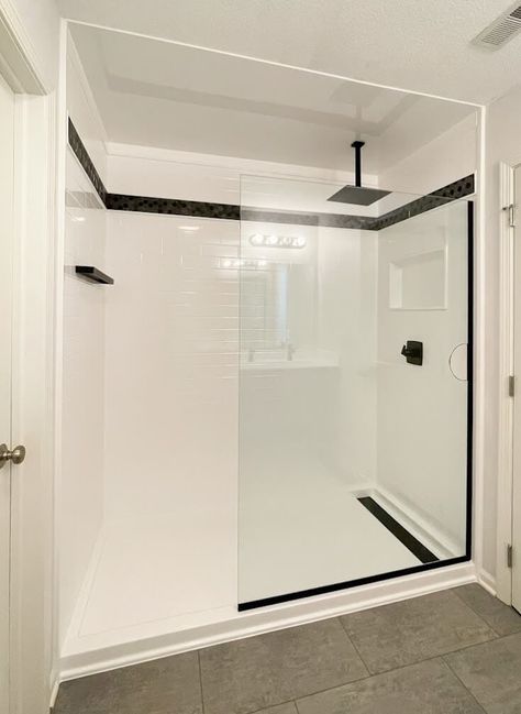 Samuel Mueller Shower Walls, Smooth Shower Walls, Acrylic Shower Makeover, Onyx Collection Shower Ideas, Onyx Shower Ideas Walk In Master Bath, Pvc Shower Wall Panels, Walk In Shower Insert, Shower Inserts That Look Like Tile, Onyx Shower Walls