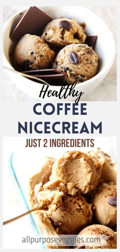 This guilt-free ice cream (aka “nicecream”) is made with just 3 ingredients! Prepared all in the food processor, there’s no need to churn this in an icecream that’s vegan, low-calorie and dairy free. #nicecream #healthyicecream #coffeeicecream #blendericecream #easyicecream #frozentreats #healthydessert #bananadessert #healthysnackideas Primal Desserts, Summertime Snacks, Banana Coffee, Baking Inspiration, Lost 100 Pounds, Superfood Recipes, Cold Desserts, Healthy Ice Cream, Healthy Coffee