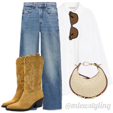 Fall outfit 2023 Cowboy Boot Outfits With Jeans, Short Cowboy Boots Outfit, Cowboy Boots Outfit, Basics Wardrobe, Knee High Cowboy Boots, Boots And Jeans, Short Cowboy Boots, Fashion Cowboy Boots, Fall Neutrals