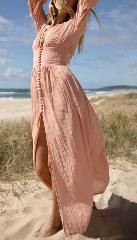 Ethereal Everyday Outfit, Flowy Ethereal Summer Dresses, Ethereal Flowy Summer Dress, Hot Climate Outfits, Non-stretch Feminine Beach Dress, Feminine V-neck Boho Dress For The Beach, Flowy Free-spirited Summer Maxi Dress, Earth Warrior, Summer Maxi Dress Boho