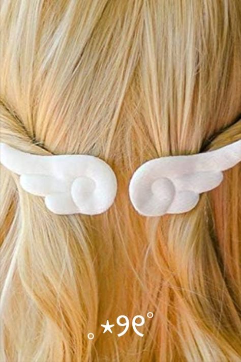 angel aesthetic, y2k, cosplay, hair clips, cutecore Angel Wing Hair Clip, Angel Wings Hair, Angel Outfit, Angel Aesthetic, Angel Wings, Head Accessories, City Aesthetic, Hair Clips, Angel