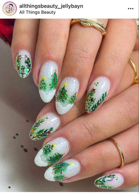 Snowy Scene 🎄🧣🌟🌨🎄 Christmas Nails Detailed, Snow Globe Nail Designs, Snowglobe Nails, Snow Globe Nail Art, 3d Christmas Tree Nails, Retro Christmas Nails, Snowglobe Nail Art, Christmas Aquarium Nails, Snowy Nails