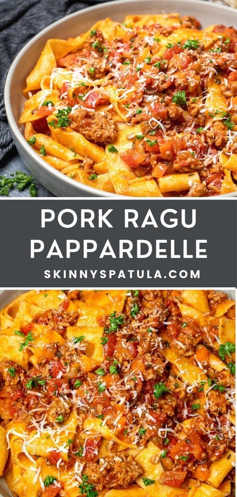 Ground Pork Recipes Easy, Ragu Pappardelle, Pappardelle Recipe, Creamy Chicken Pasta Recipes, Chicken Pasta Casserole, Pork Pasta, Pork Casserole, Pork Ragu, Chicken Pesto Recipes