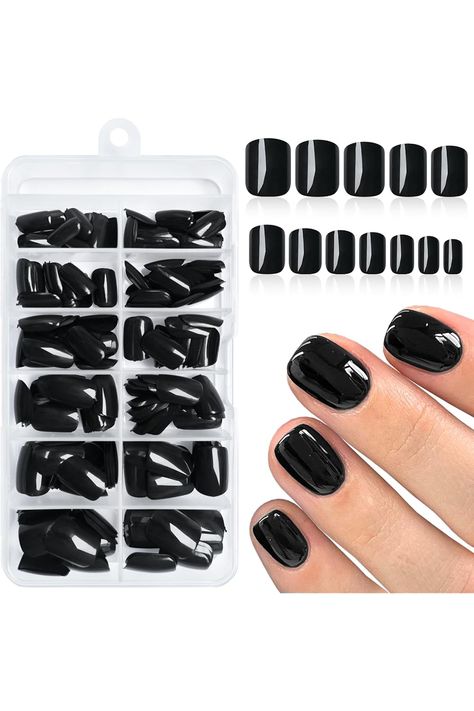 240pc Square Press on Nails Short Fake Nails Press ons with Glue&amp;Adhesive Tabs, Black Acrylic Nails Press on Nails Square Nail Tips Petite Glue on Nails False Nails Artificial Fingernails Square Nail Tips, Press On Nails Square, Nails Press Ons, Square Press On Nails, Short Fake Nails, Black Acrylic Nails, Square Nail, Press On Nails Short, Nails Square