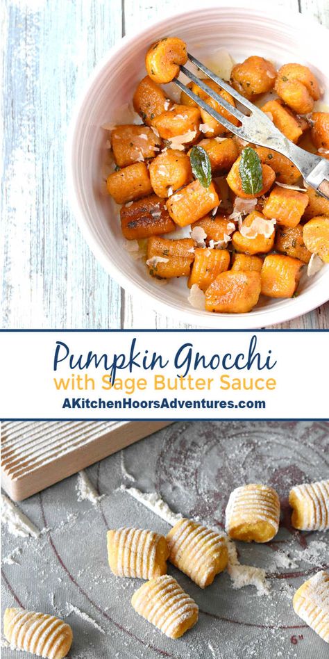 Pumpkin Puree Gnocchi, Pumpkin Potato Gnocchi, Pumpkin Pasta Dough, Sauce For Pumpkin Gnocchi, Pumpkin Gnocchi Recipes, Pumpkin Gnocchi Sauce, Butternut Gnocchi, Gnocchi Pumpkin, Sage Brown Butter Sauce